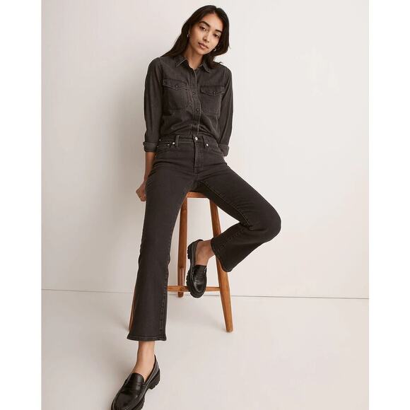 NWT Madewell Mid Rise Kick Out Jeans Black/Gray Wash Size 24 - Picture 1 of 8